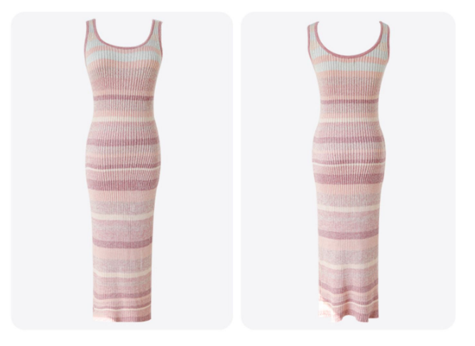 Rainbow Stripe Dress U Neck Open Back Slim Slim Knitted Vest Dress Women's Autumn 2022