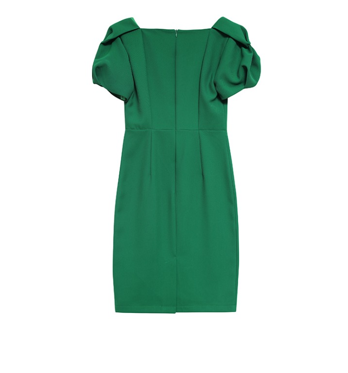 Flower bud sleeve temperament thin dress for women 2022 summer new vintage mid length skirt