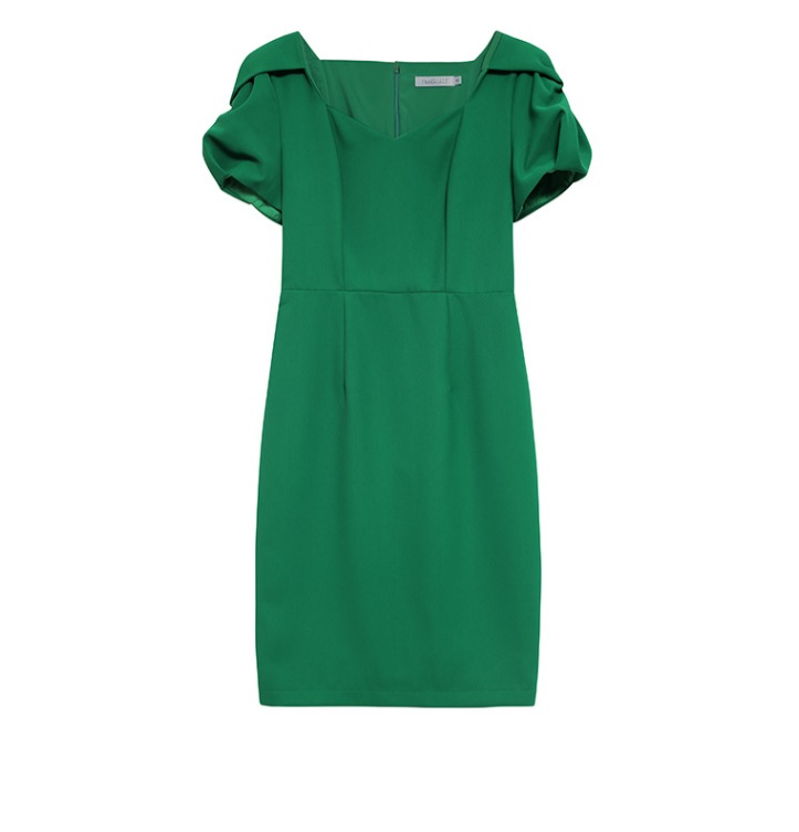 Flower bud sleeve temperament thin dress for women 2022 summer new vintage mid length skirt