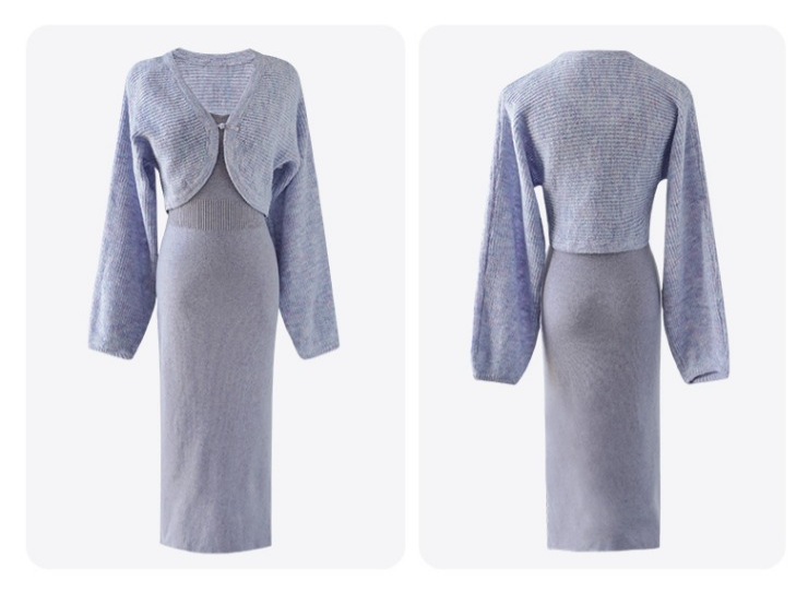Romantic v-neck vest skirt shawl cardigan two-piece dress for women's autumn 2022