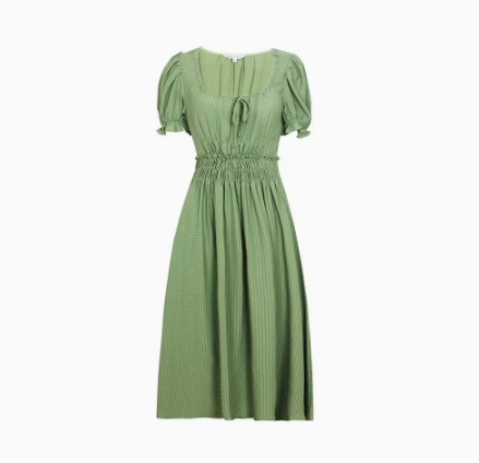 2022 New Waist Sweep Dress Green Swing Dress