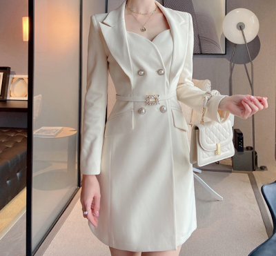 Design sense, fake two-piece dress, women's new style style suit dress