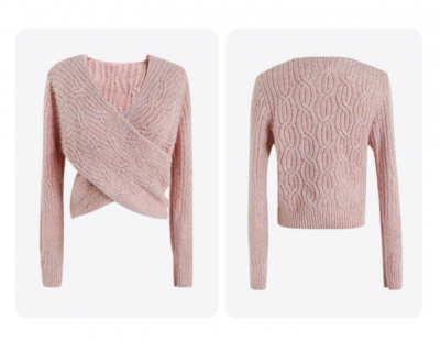 Slouchy V-neck Crossover Mahai Sweater Women's 2022 New Autumn Winter Pink Knitwear